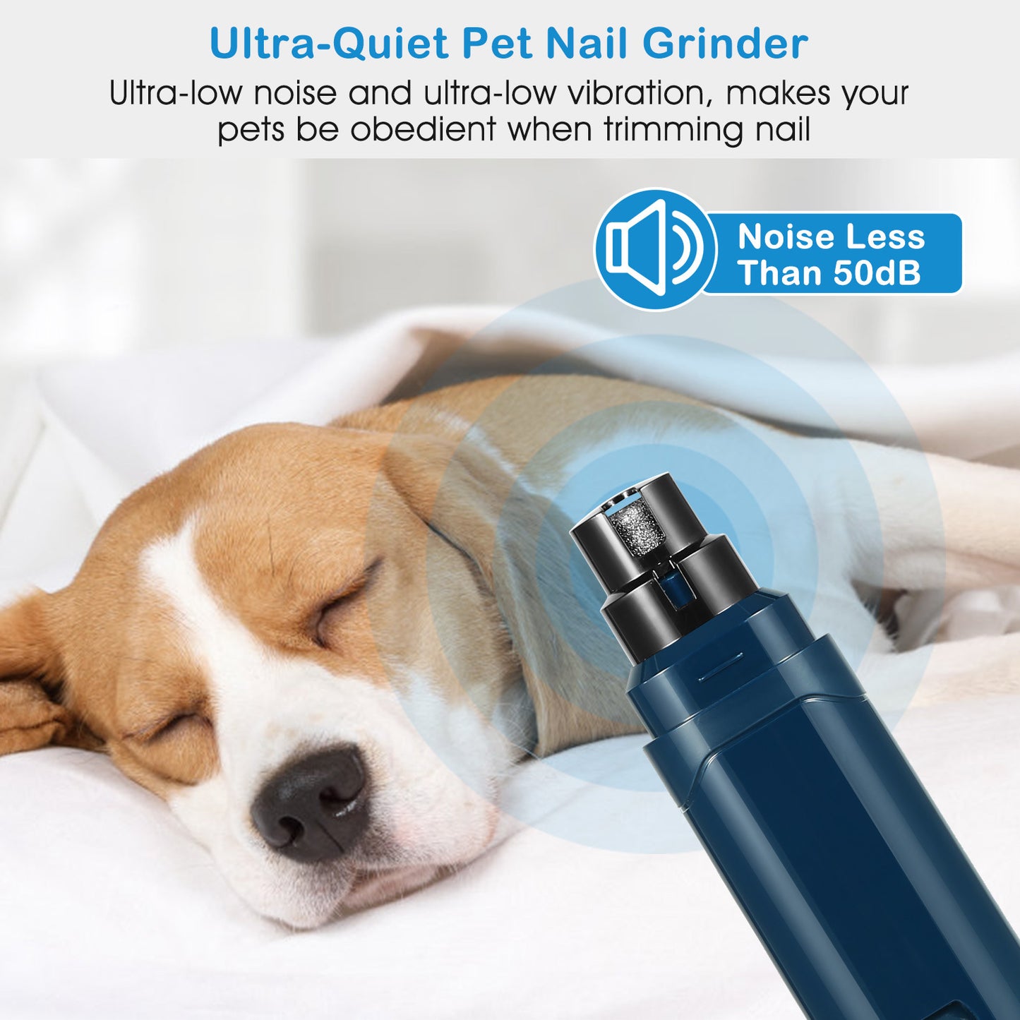 Dog Nail Grinder 2 Speeds Quiet USB Rechargeable Pet Nail Grinder Professional Pet Nail Trimmer